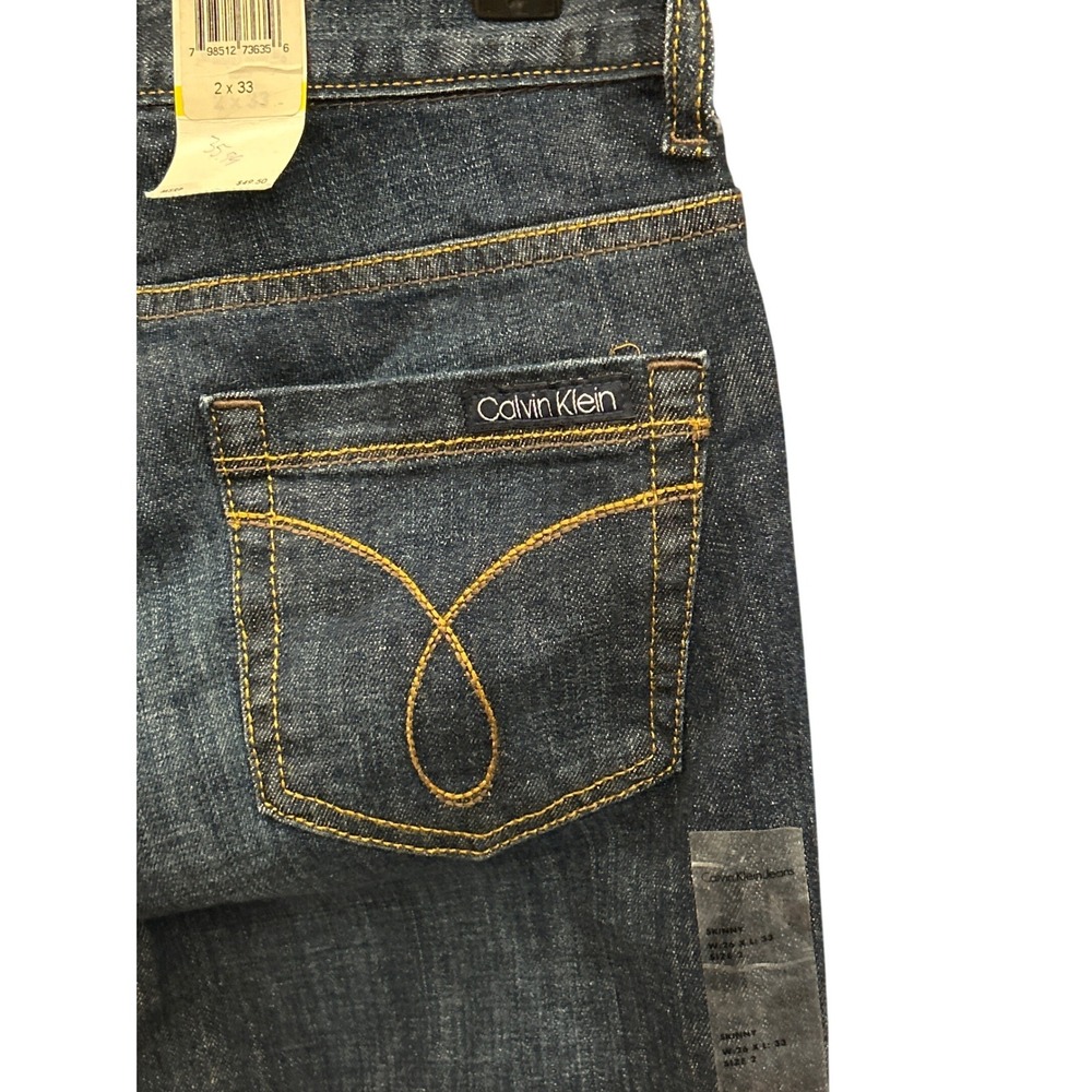 Vintage NWT Calvin Klein Jeans Skinny Dark Indigo Minimalist Y2K WB96A63 2x33